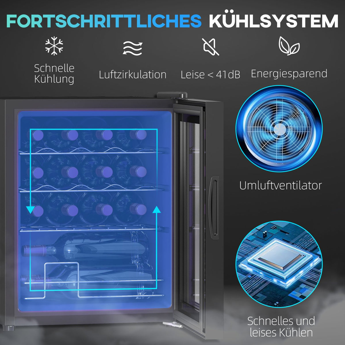 Freestanding Wine Fridge, 16 Bottles, Touchscreen, LED