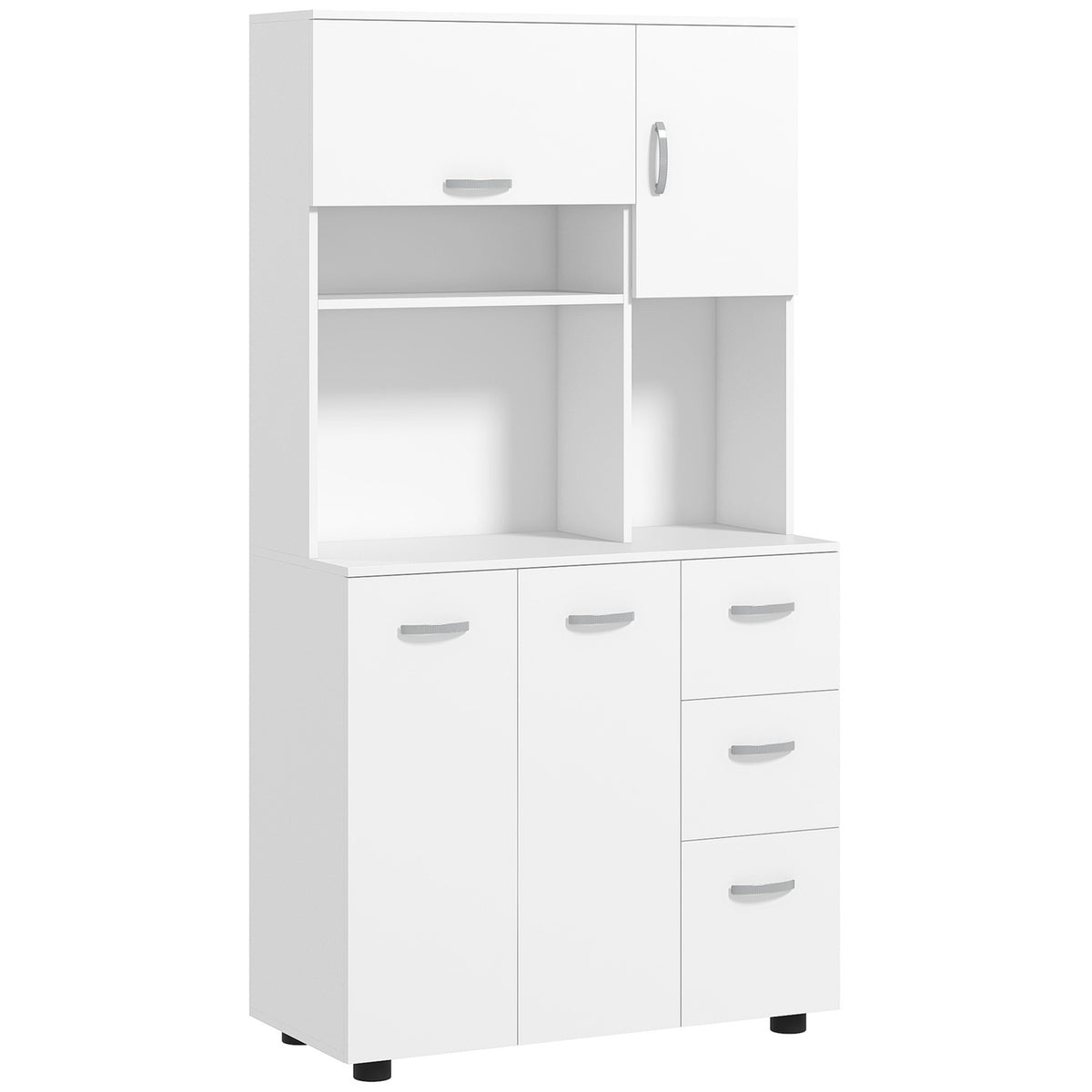 Free-standing kitchen cabinet, 89 x 39.5 x 168 cm, with anti-tip protection, drawers, shelves, doors, adjustable shelves, MDF, white