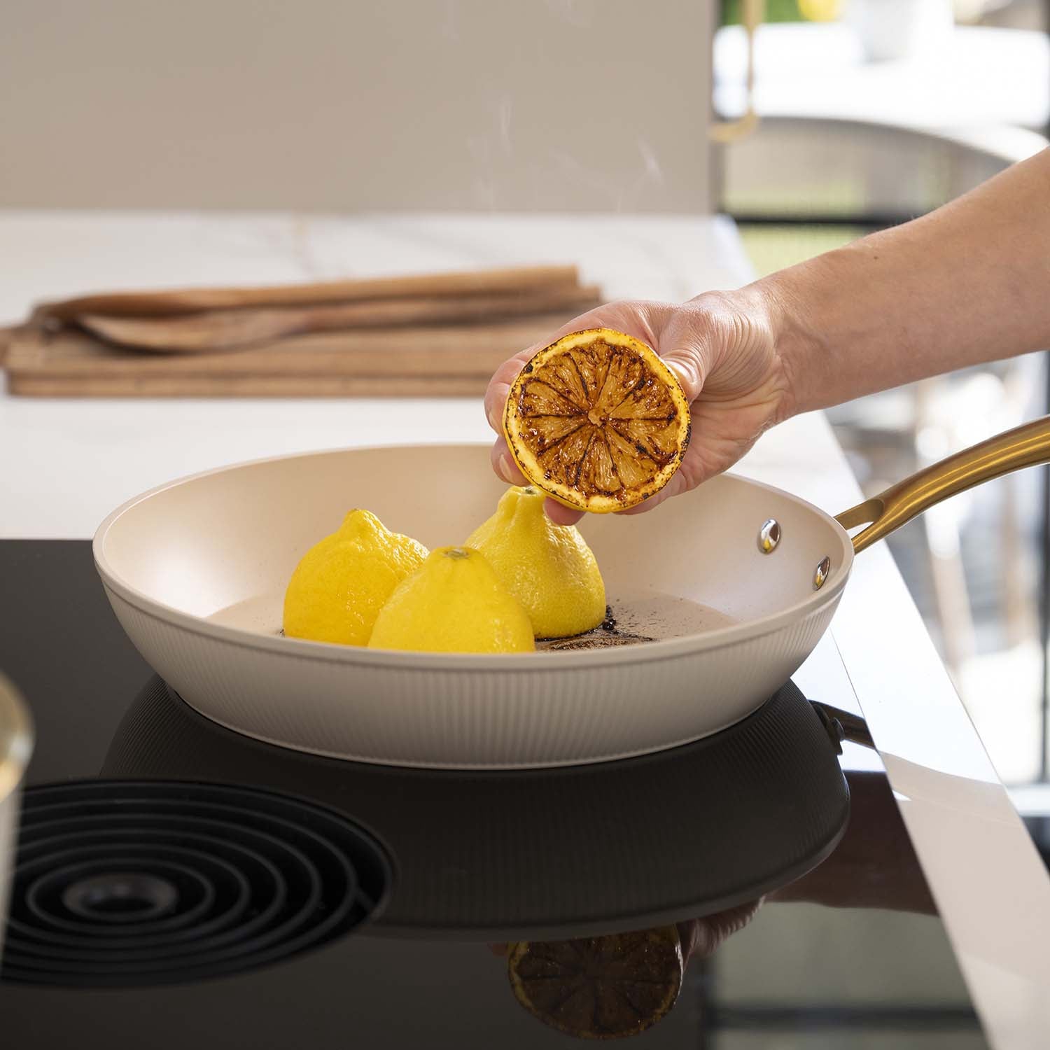 Frying Pan, 24 cm, Beige, Ceramic Coating, 1.5 L Capacity