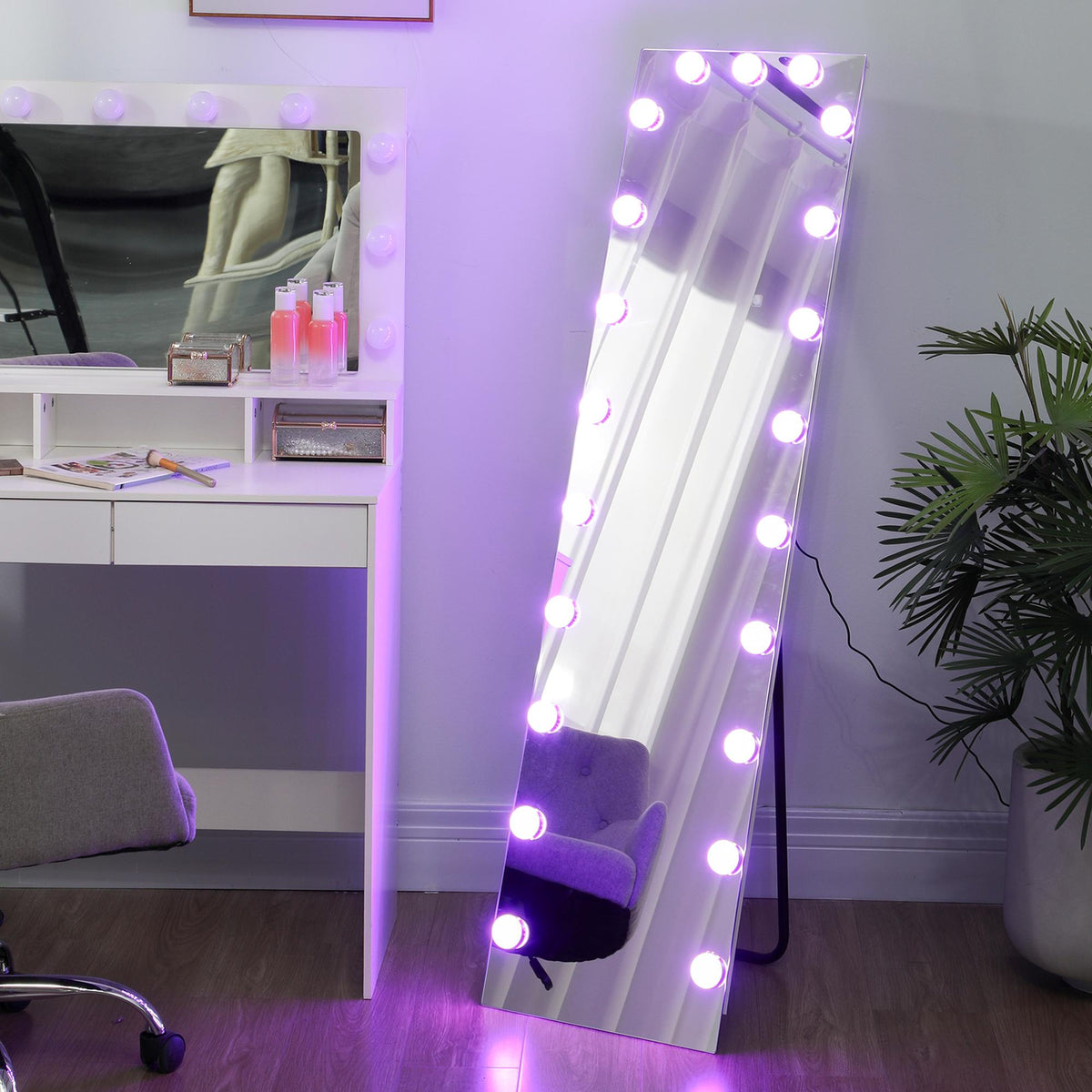 Full-Length Mirror 150x40 cm, RGB LED, Touch Control, Memory