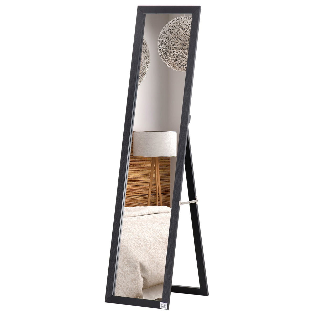 Full Length Mirror, 154 x 37 cm Wall Mirror with Stand, Standing Mirror for Living Room, Bedroom, Black |