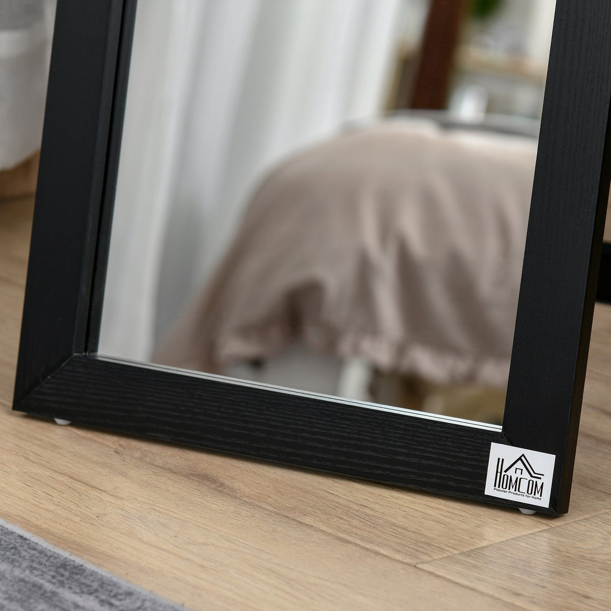 Full Length Mirror, 154 x 37 cm Wall Mirror with Stand, Standing Mirror for Living Room, Bedroom, Black |