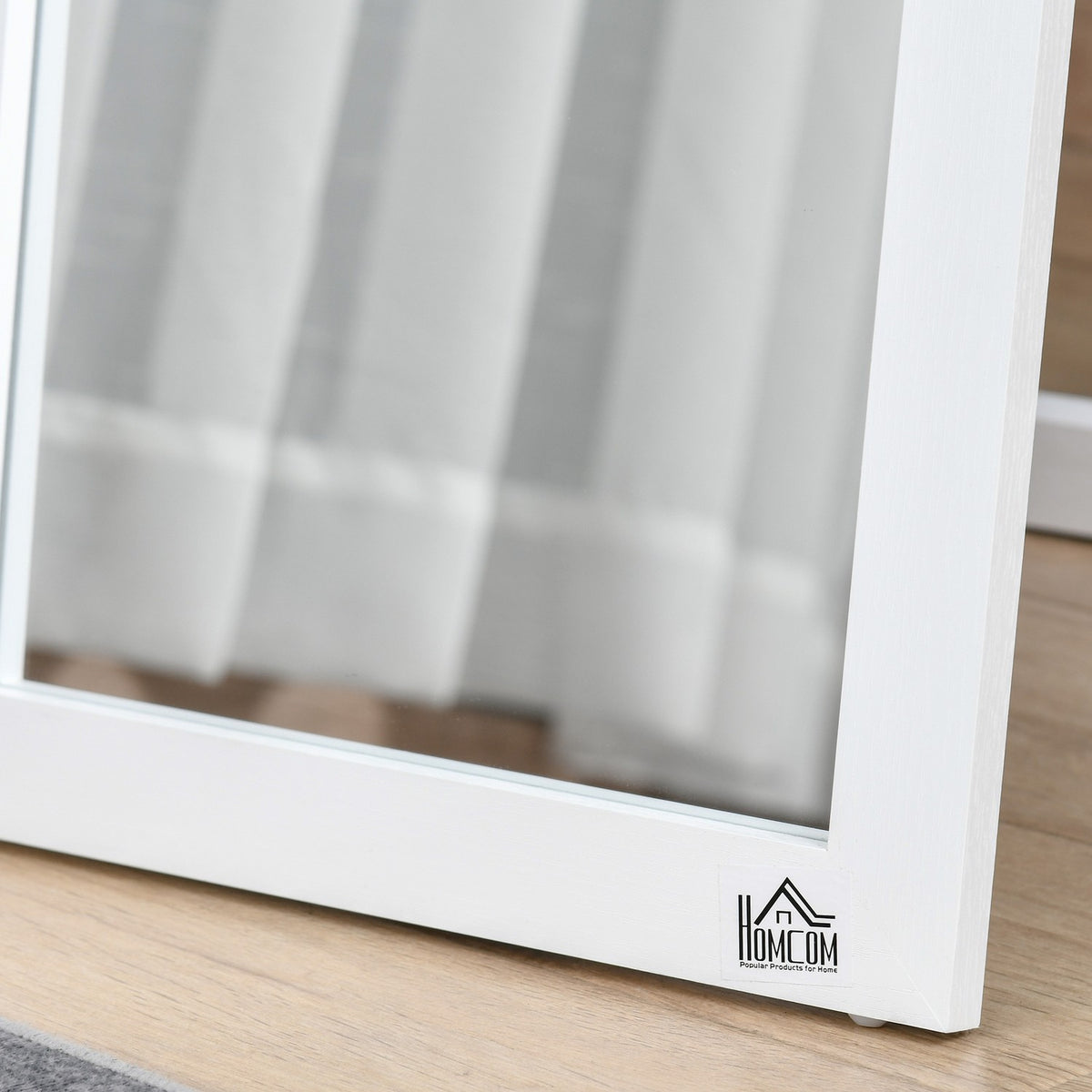Full Length Mirror, 154 x 37 cm Wall Mirror with Stand, Standing Mirror for Living Room, Bedroom, White |