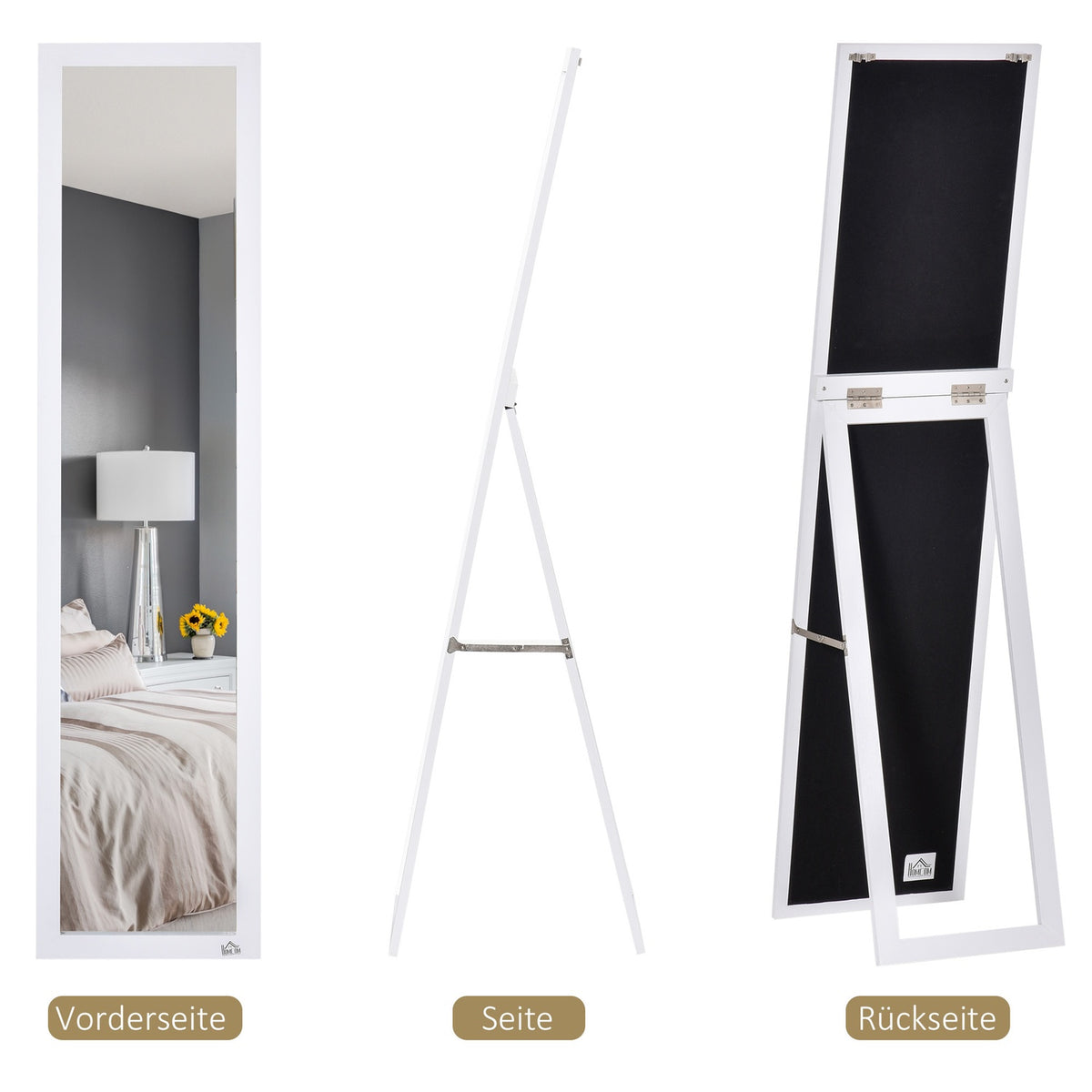 Full Length Mirror, 154 x 37 cm Wall Mirror with Stand, Standing Mirror for Living Room, Bedroom, White |