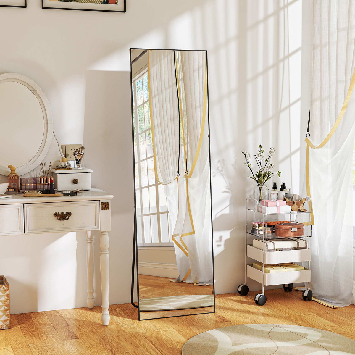 Full-Length Mirror, 161.5 cm, Silver, Wall or Free-Standing