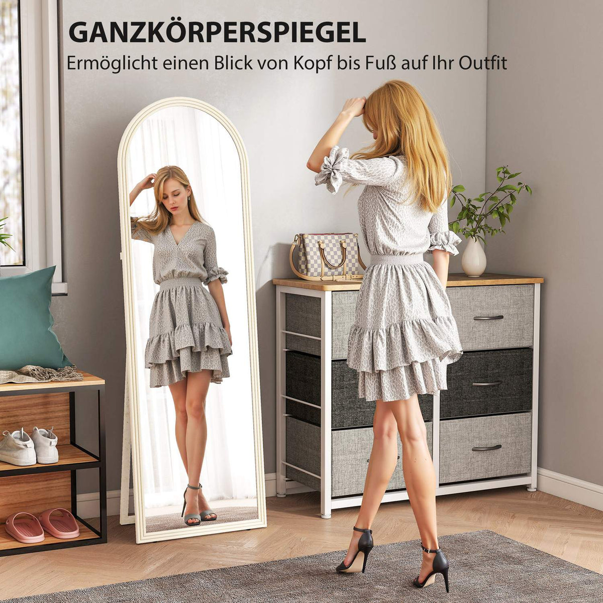 Full-Length Mirror, 50x160 cm, Freestanding, Wall-Mount