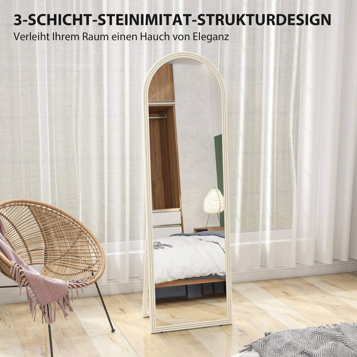 Full-Length Mirror, 50x160 cm, Freestanding, Wall-Mount