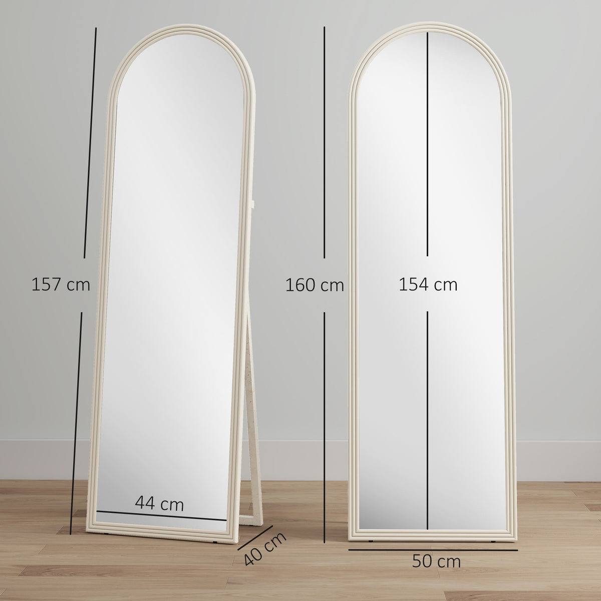 Full-Length Mirror, 50x160 cm, Freestanding, Wall-Mount