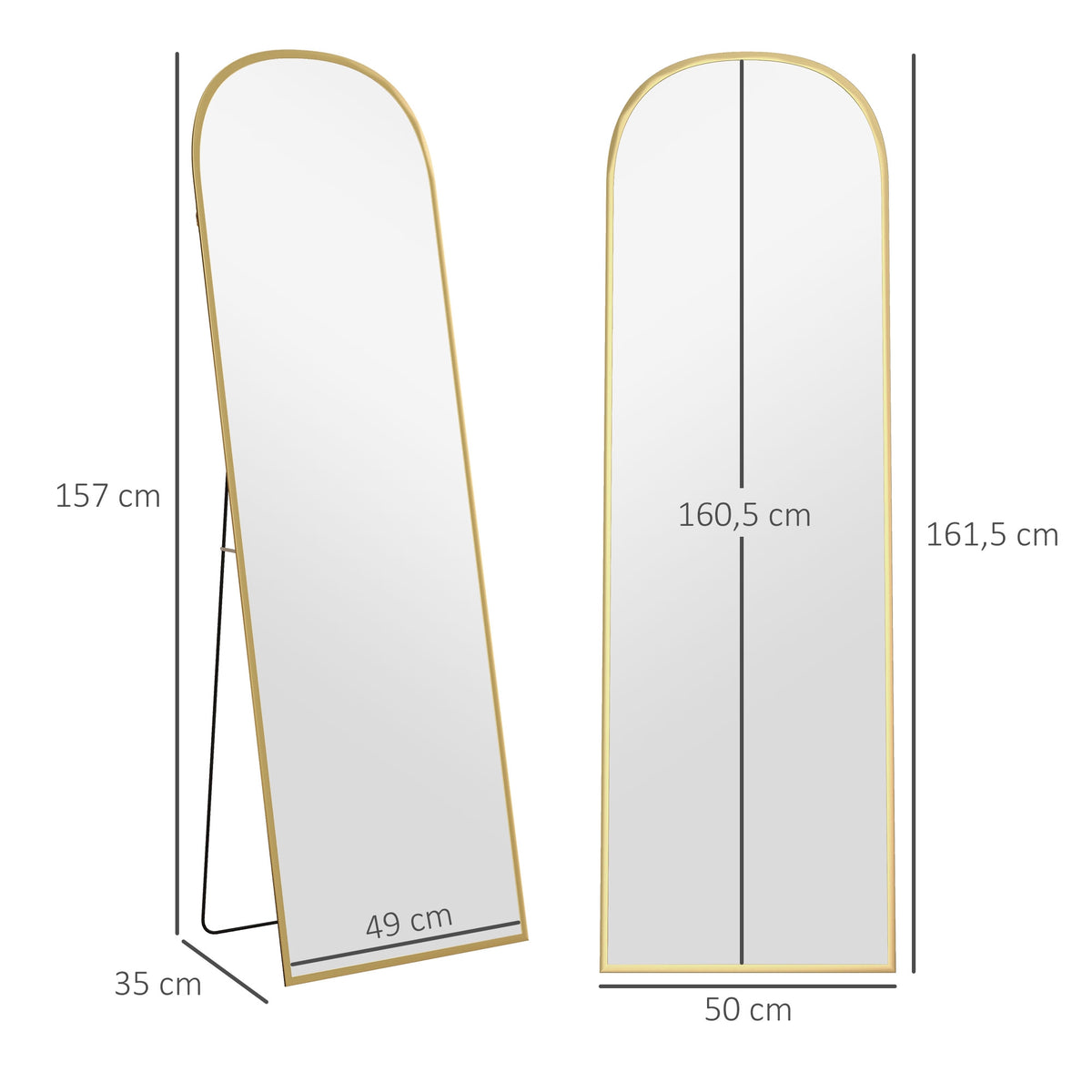 Full-Length Mirror, Gold, 50 x 161.5 cm, Aluminum Frame