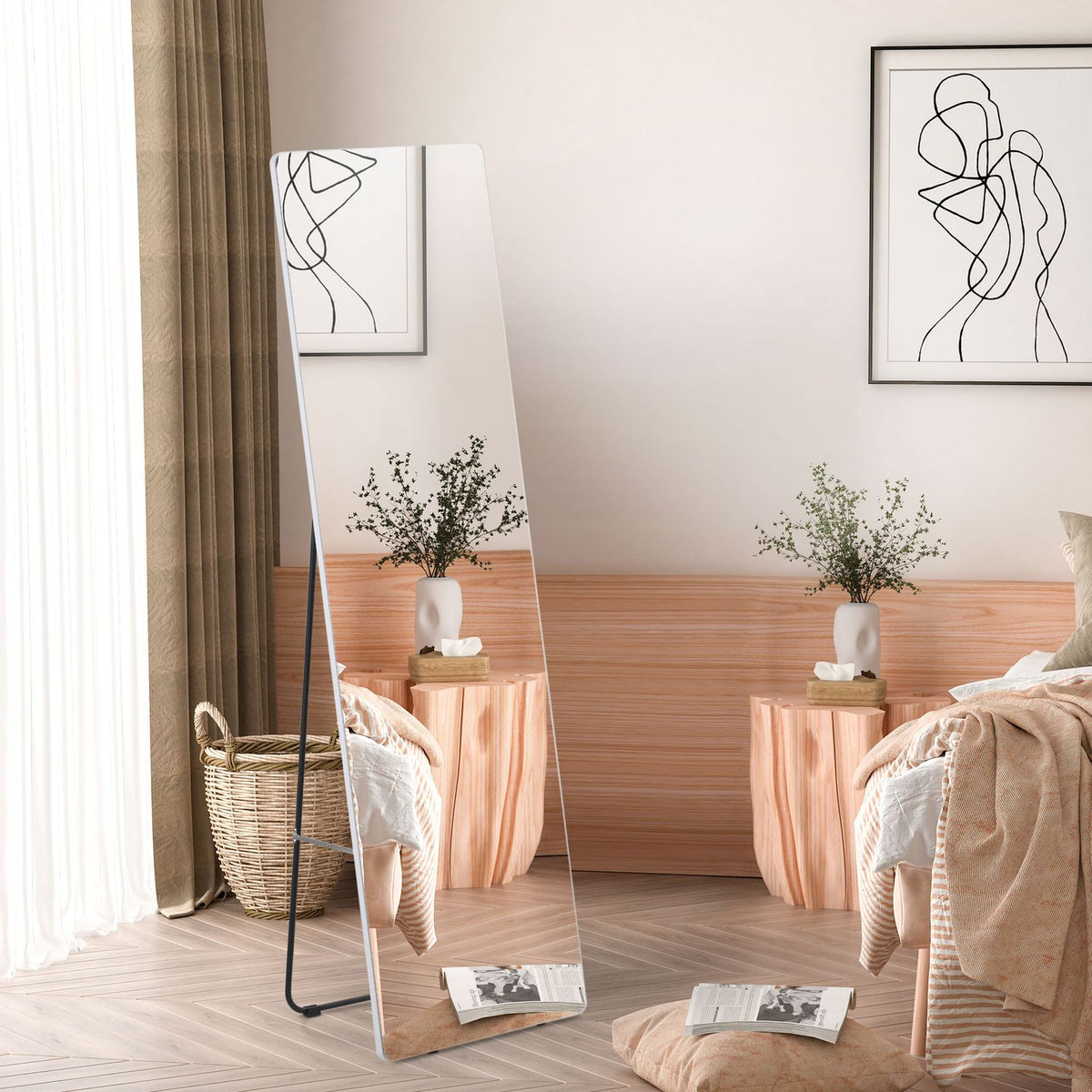 Full Length Mirror Stand Mirror 45 X 160 Cm Wall Mirror Wardrobe Mirror Dressing Mirror Bedroom Living Room Silver