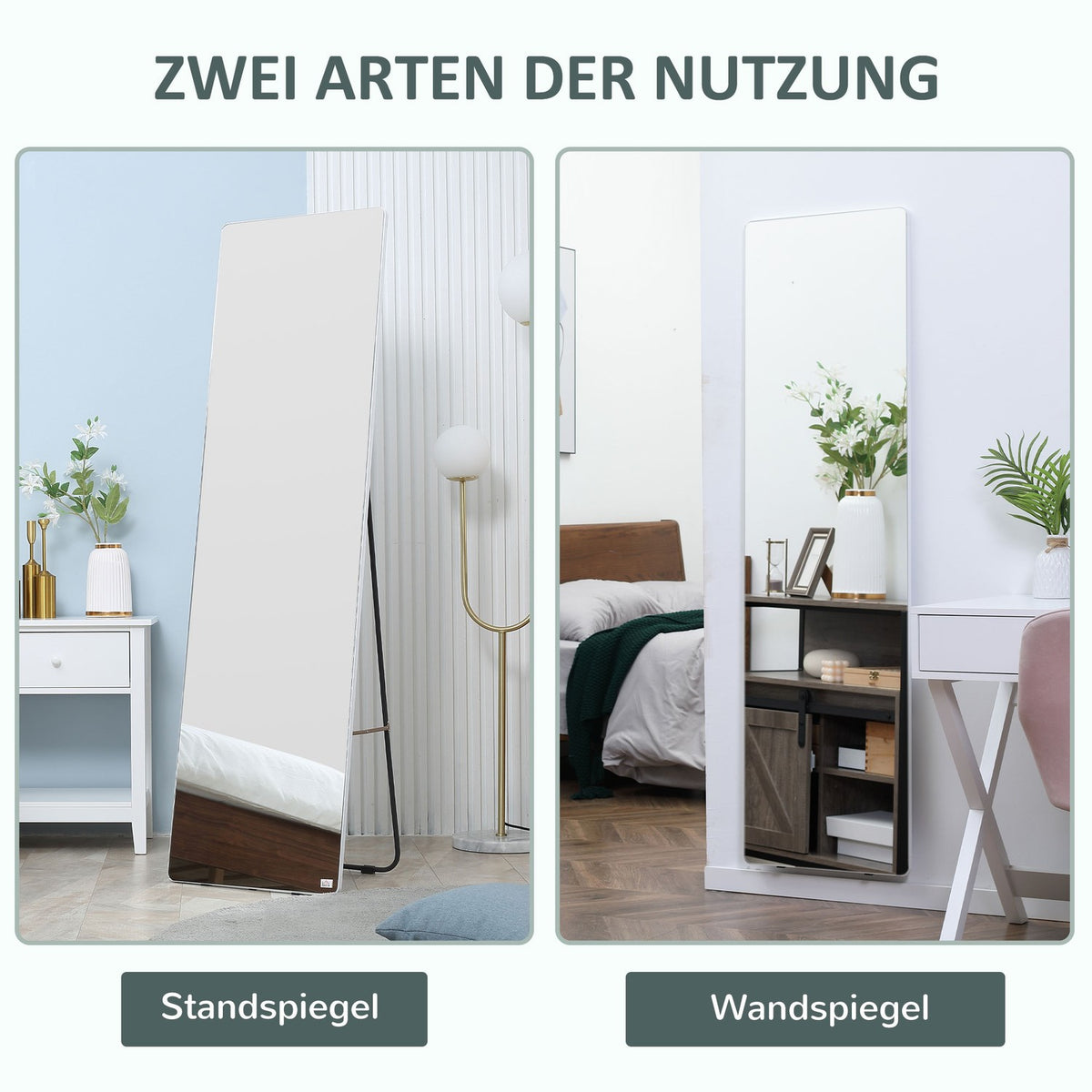 Full Length Mirror Stand Mirror 45 X 160 Cm Wall Mirror Wardrobe Mirror Dressing Mirror Bedroom Living Room Silver