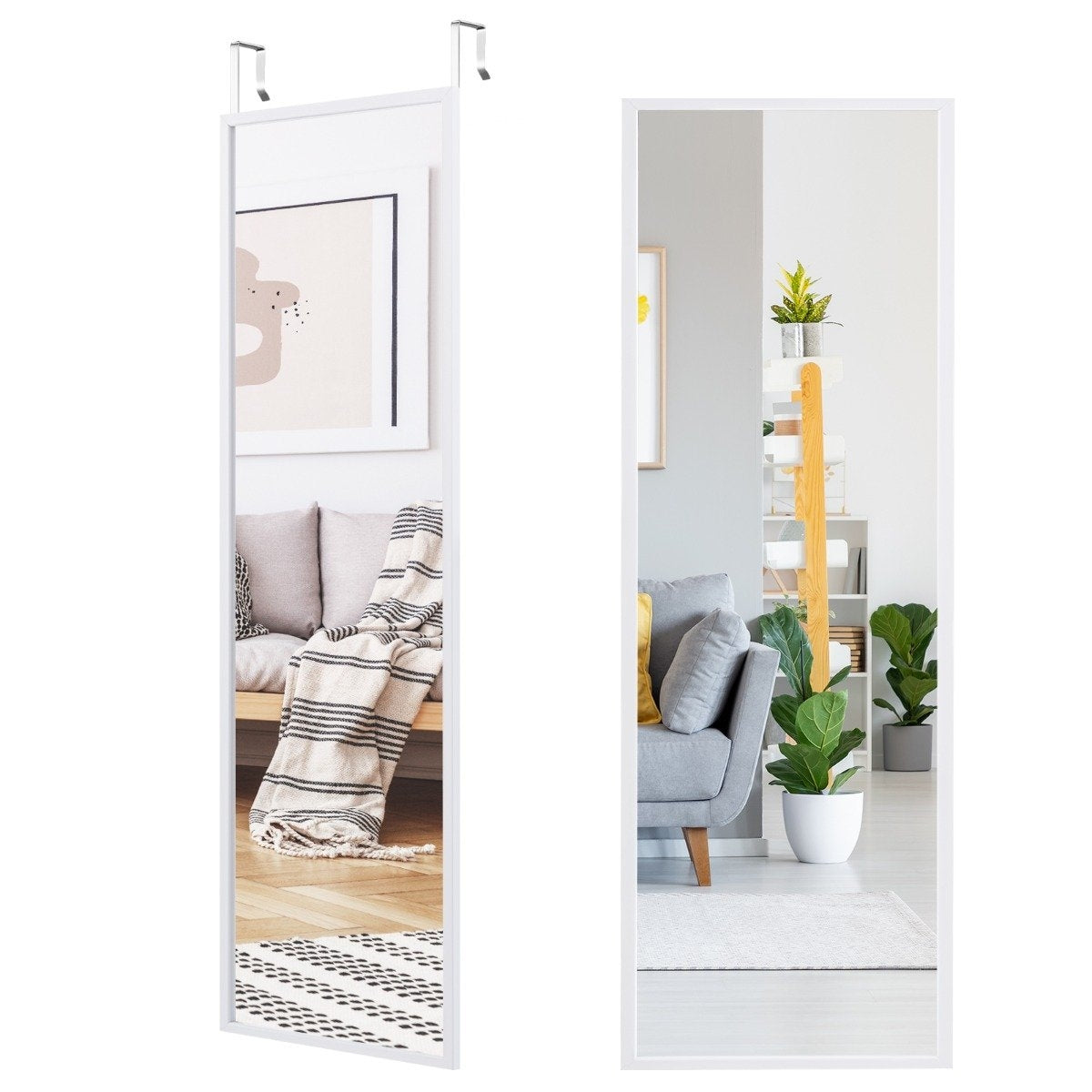 Full Length Mirror Wall Mirror Door Mirror Full Length Mirror Hanging Mirror 36.5 x 1.5 x 107 cm White