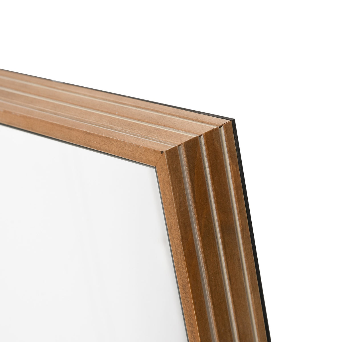 Full-Length Wall Mirror 125X45Cm With Wooden Frame, Natural, For Cloakroom Or Hallway