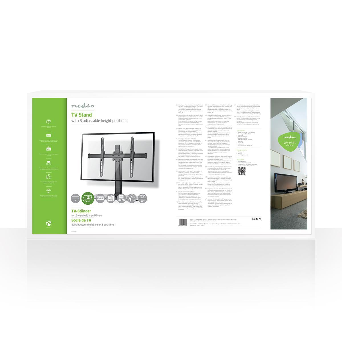 Full Motion TV Stand | 32-65 " | Maximum weight: 45 kg | Tiltable | Can be rotated | Adjustable preset heights | Glass / Steel | Variety