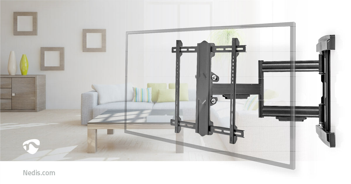 Full Motion TV Wall Mount | 37 - 80 " | Maximum supported screen weight: 50 kg | Tiltable | Rotatable | Minimum wall distance: 70 mm | Maximum wall distance: 650 mm | 3 Pivot point(s) | Steel | Black