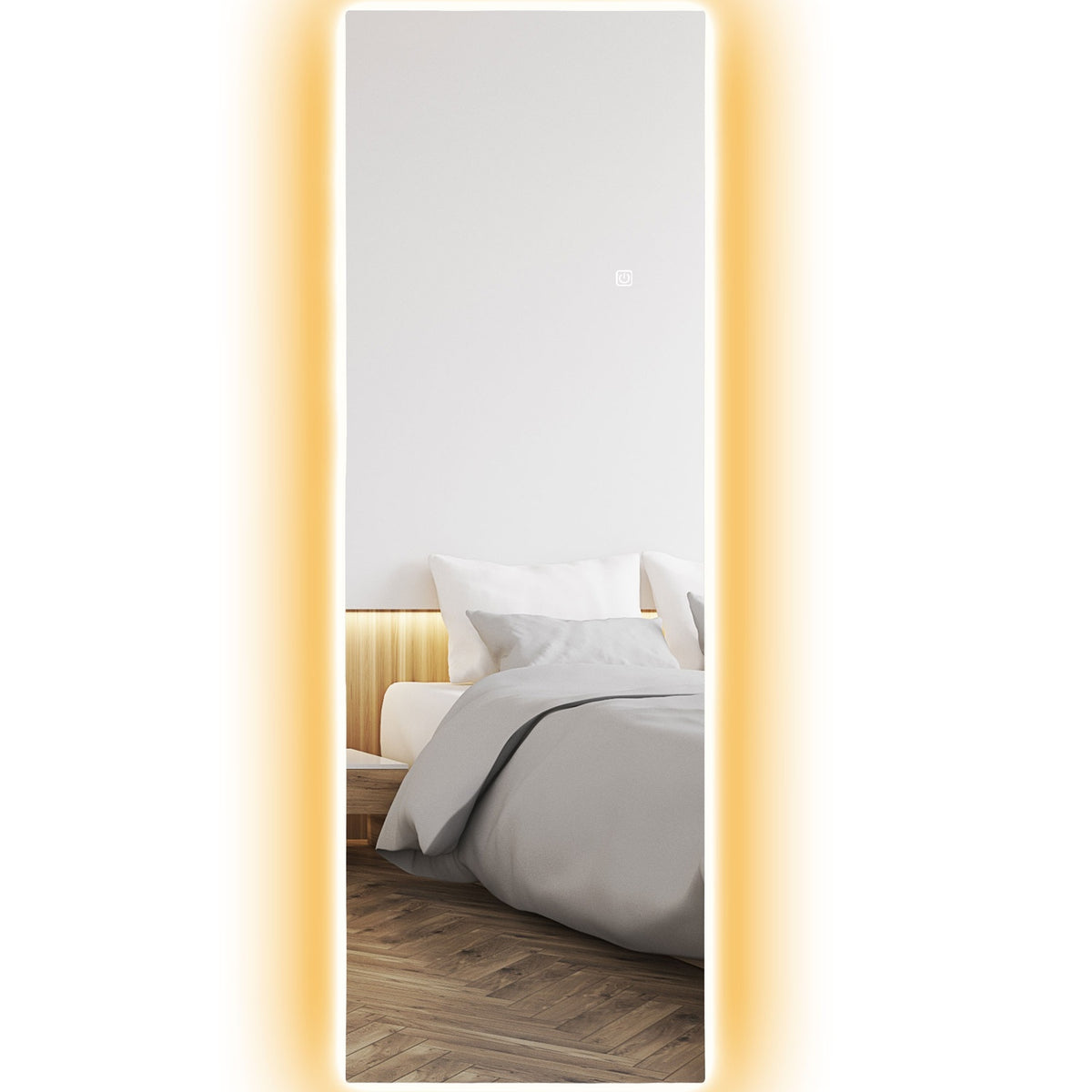 Full-length mirror 40 x 120 cm standing mirror with LED light, wall mirror with touch control, frameless floor mirror, for bedroom, living room