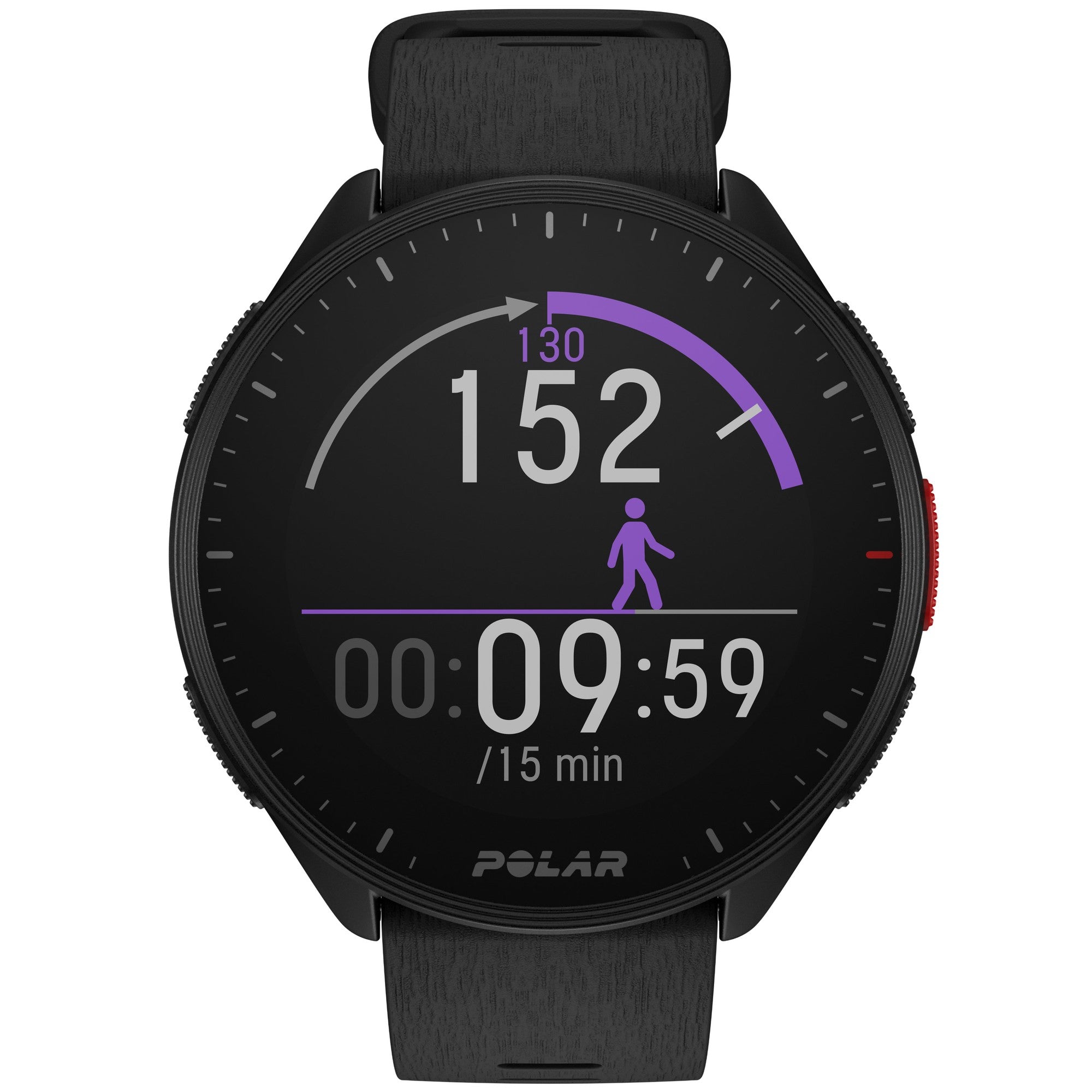 GPS Running Watch, Night Black, Size S-L