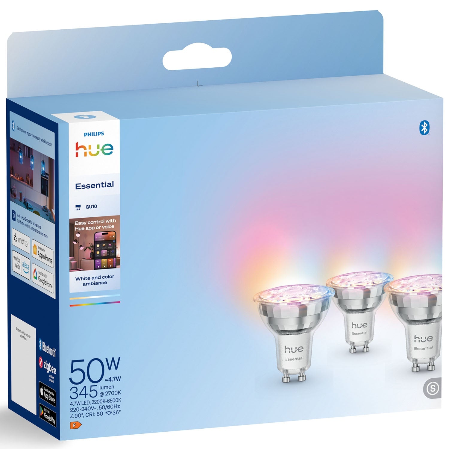 GU10 LED Bulbs, 50W, White & Color, 3-Pack