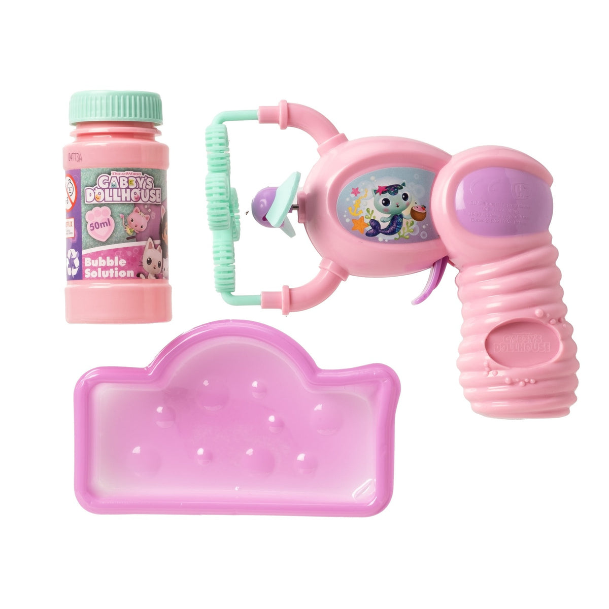 Gabby's Dollhouse Bubble Gun, 59ml Liquid, Battery-Operated