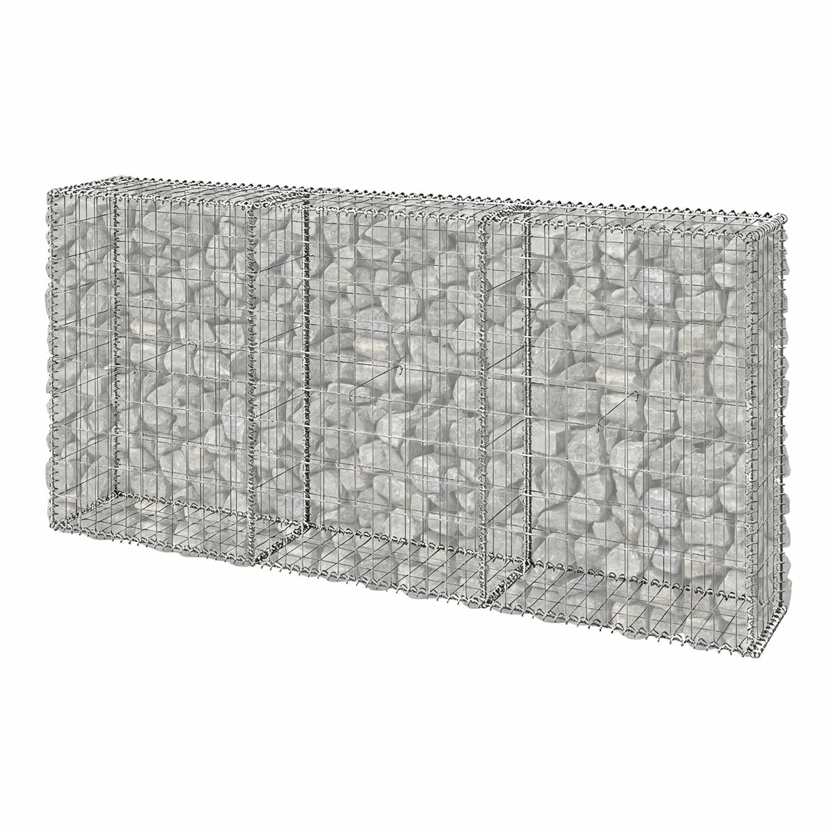 Galvanised Gabion Basket, 200x30x100 cm, 3 Compartments