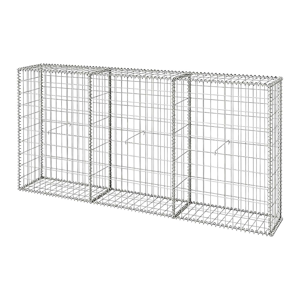 Galvanised Gabion Basket, 200x30x100 cm, 3 Compartments