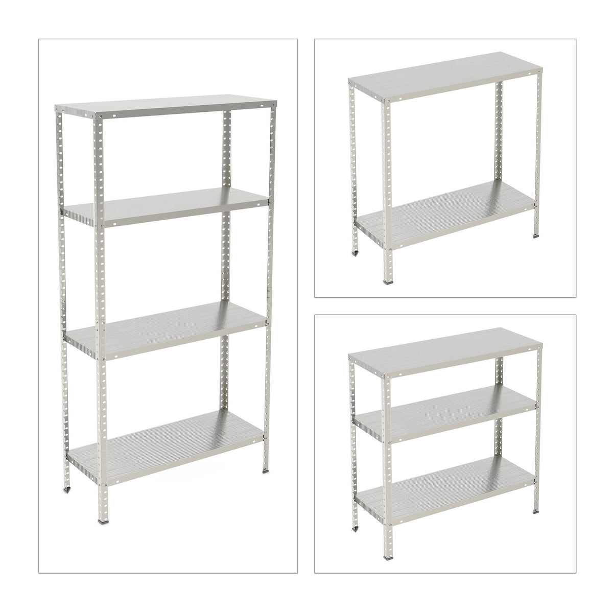 Galvanised Metal Storage Rack with 4 Adjustable Shelves