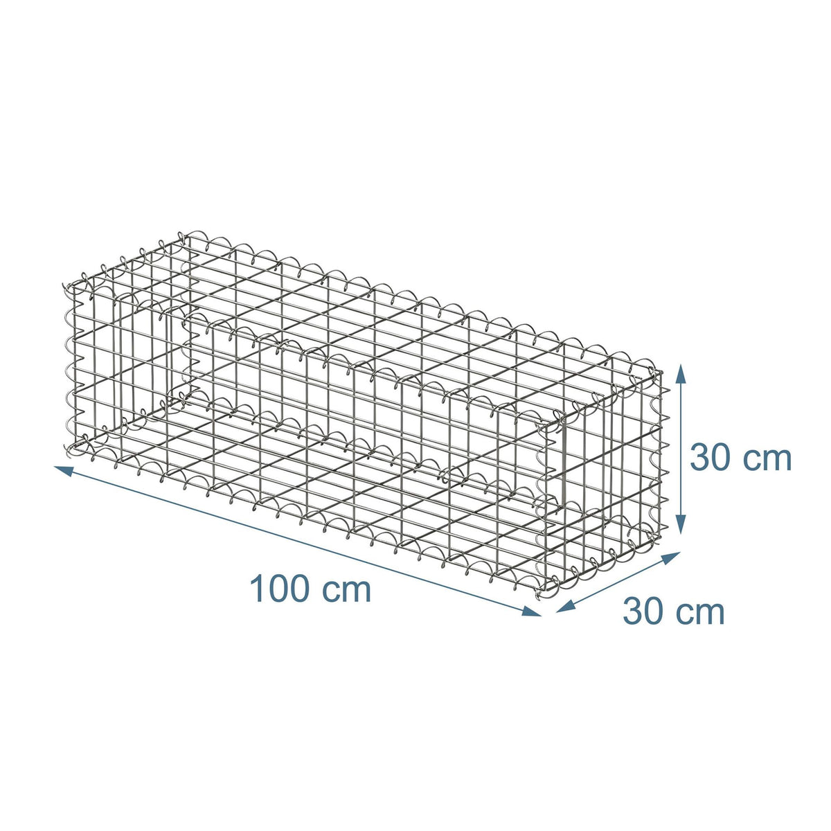 Galvanised Steel Gabion Basket, 100x30x30 cm
