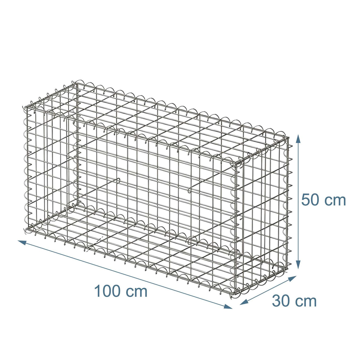 Galvanised Steel Gabion Basket 100x50x30 cm