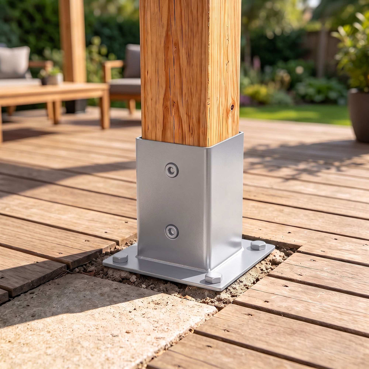 Galvanised Steel Post Supports, 4pc Set – 70x70 mm