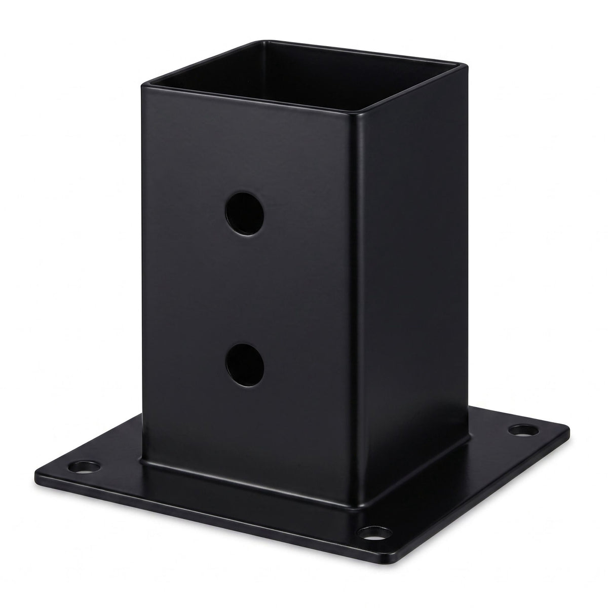 Galvanised Steel Post Supports, 4pc Set, Black, 90x150 mm
