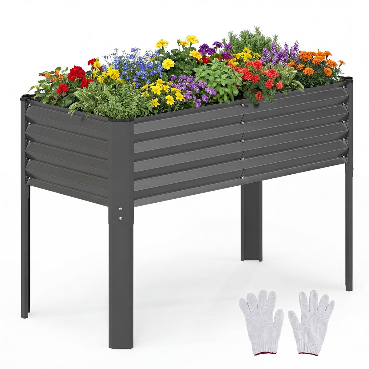 Galvanized Raised Garden Bed with Legs, 46 x 24 in, Gray