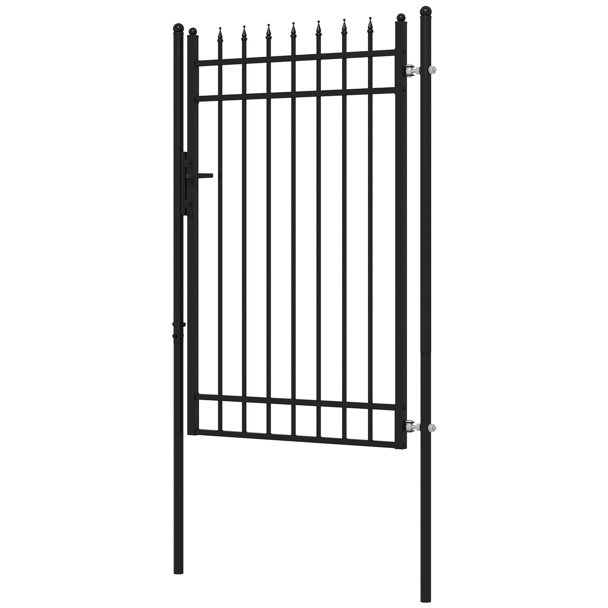 Galvanized Steel Garden Gate Garden Door With Lock Fence Gate With Door Handle Key Fence Door For Garden 107 X 204 Cm Black