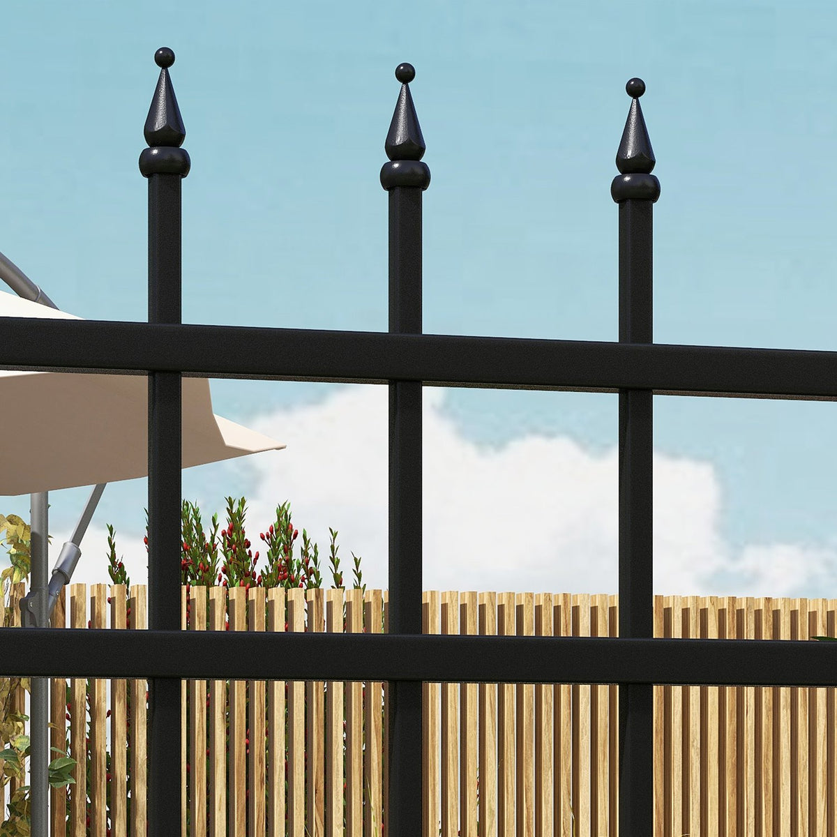 Galvanized Steel Garden Gate Garden Door With Lock Fence Gate With Door Handle Key Fence Door For Garden 107 X 204 Cm Black