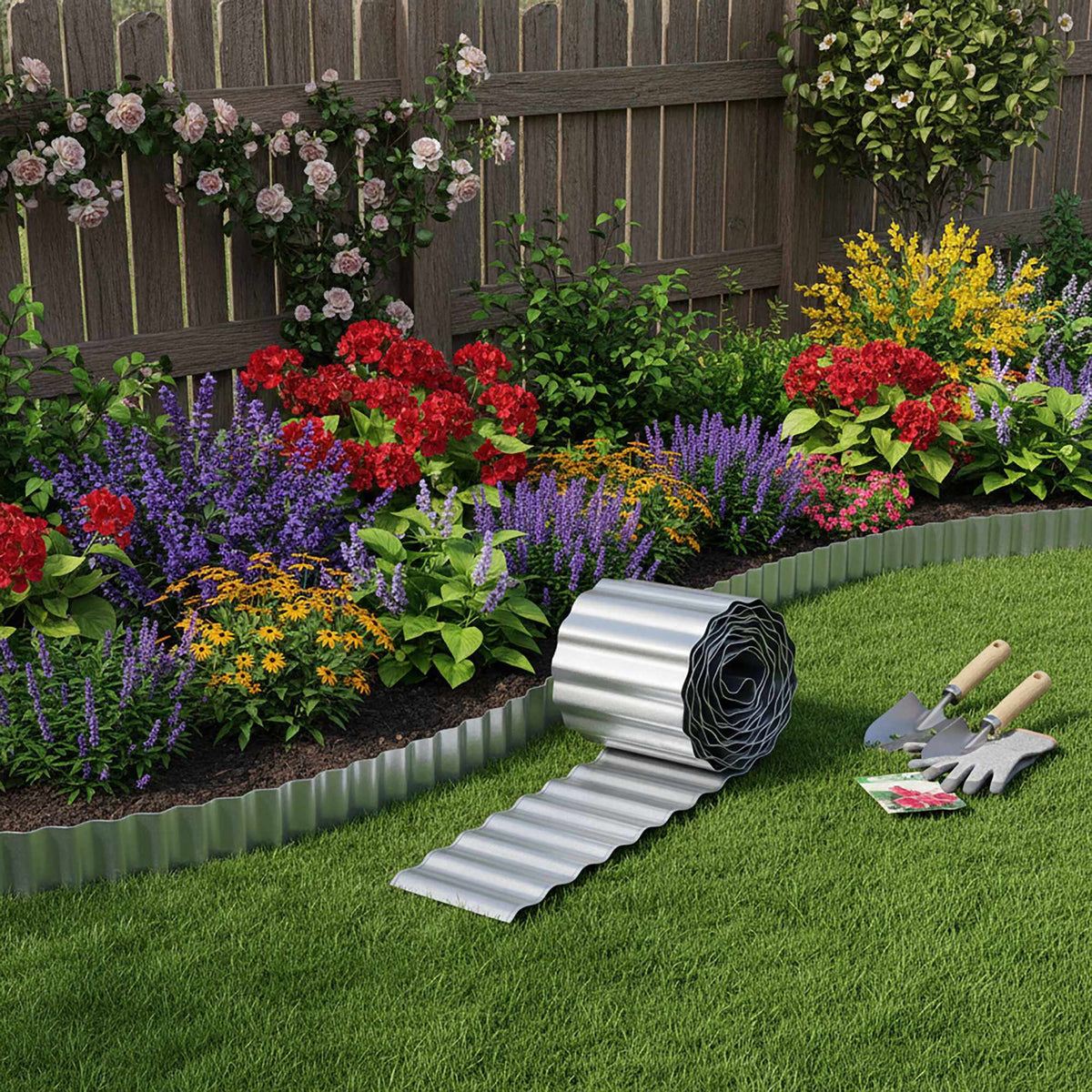 Galvanized Steel Lawn Edging for Garden Beds