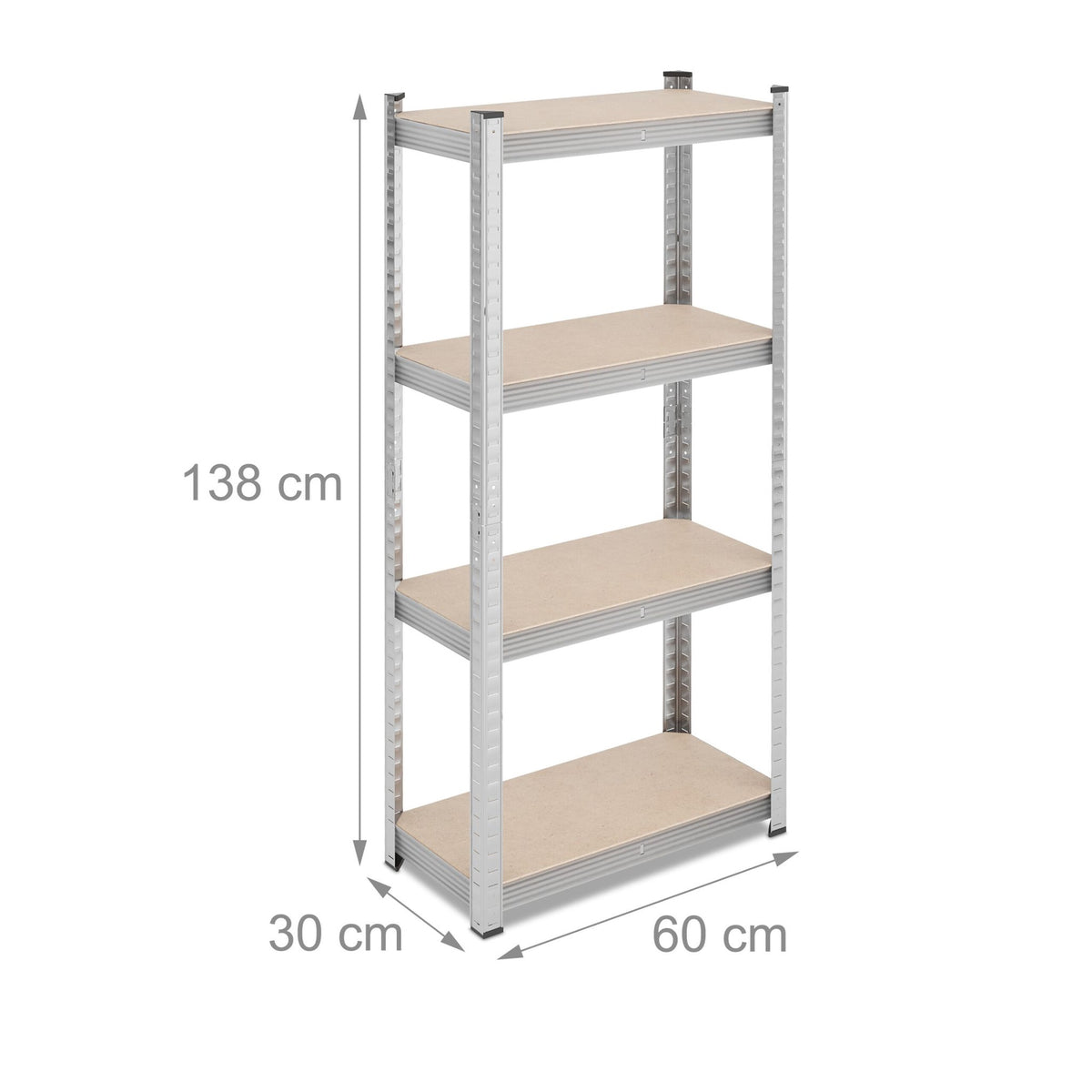Galvanized shelves for heavy loads with 4 levels