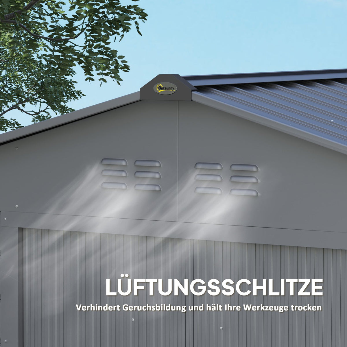 Galvanized steel tool shed 2.43? 213x131x192cm Tool Shed with Gable Roof, Lockable Sliding Door, Weatherproof Garden Shed, Outdoor Garden Shed for Backyard Outdoor Area, Gray