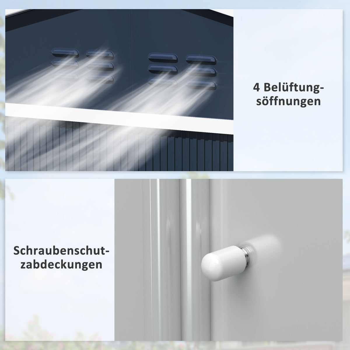 Galvanized steel tool shed 4.9m² 277x195x192cm tool shed with gable roof, foundation, lockable sliding door, weatherproof garden shed, outdoor garden shed for backyard dark gray