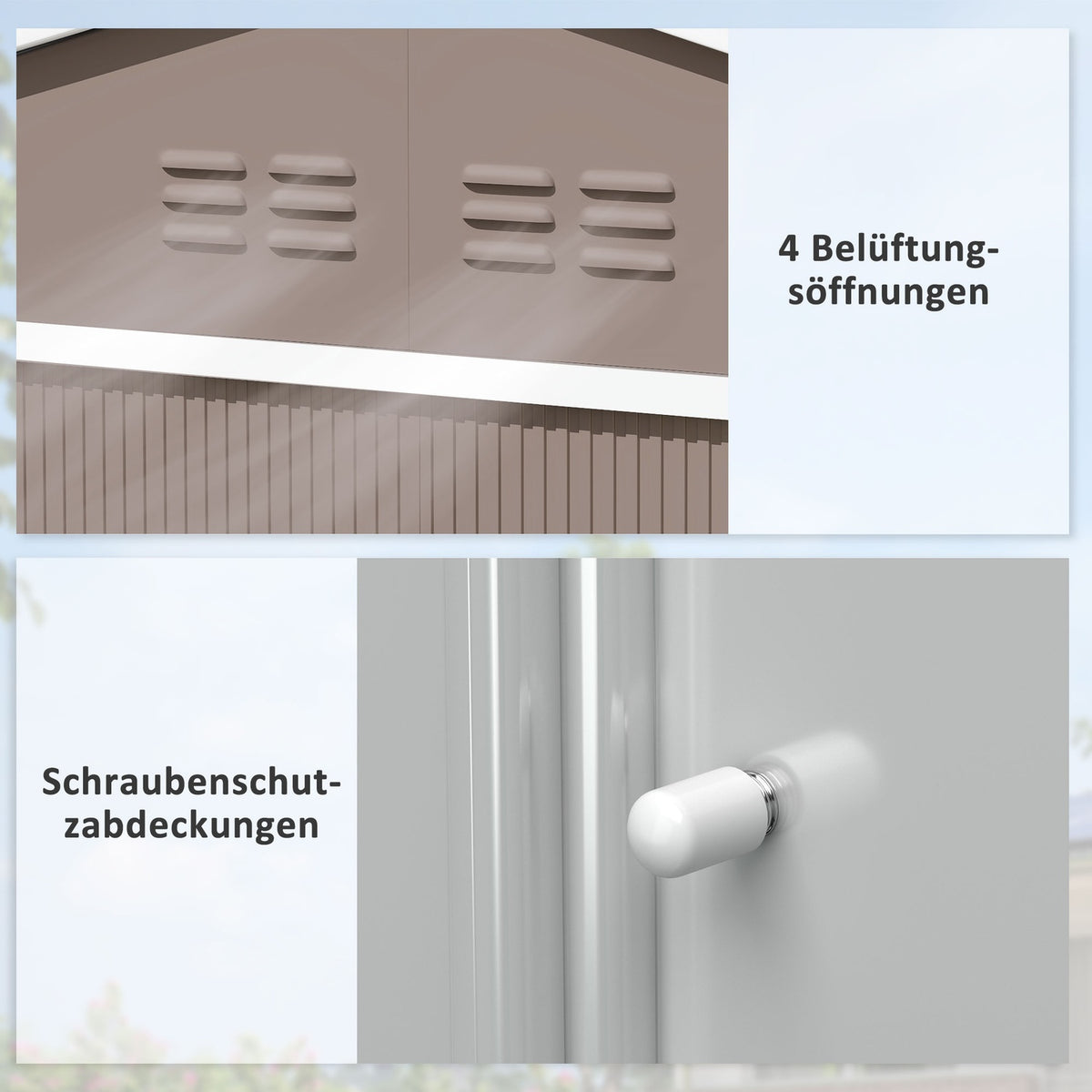 Galvanized steel tool shed 4.9m² 277x195x192cm tool shed with gable roof, foundation, lockable sliding door, weatherproof garden shed, outdoor garden shed for backyard light gray