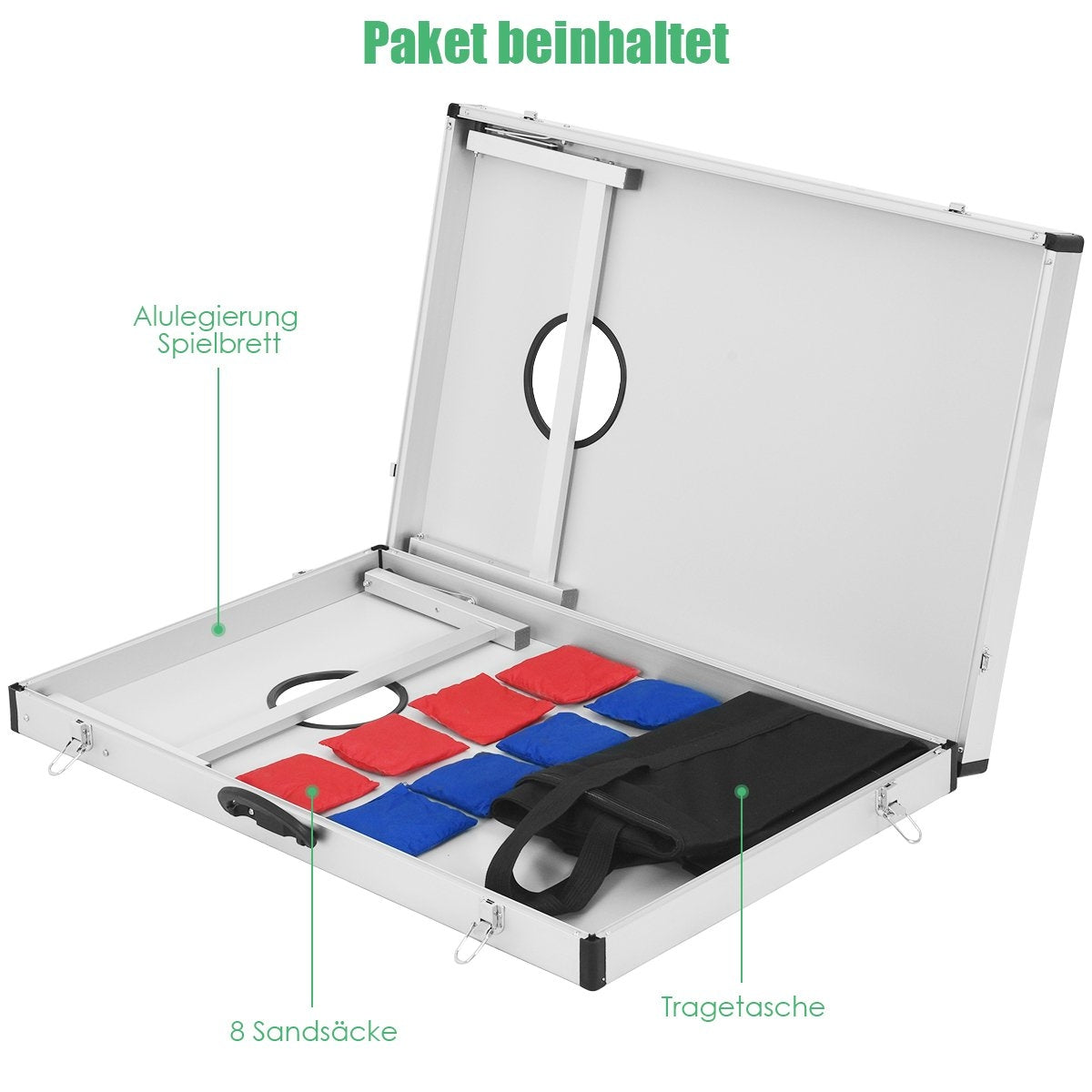 Game board with foldable design & handle for easy transport, classically suitable with 8 sandbags
