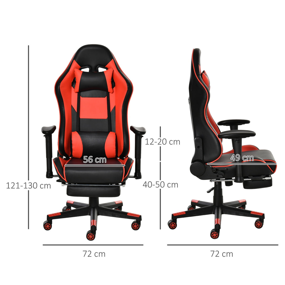 Gaming Chair, Office Chair, Desk Chair, With Footrest, Rocking & Reclining Function, Ergonomic, 72X121-130Cm