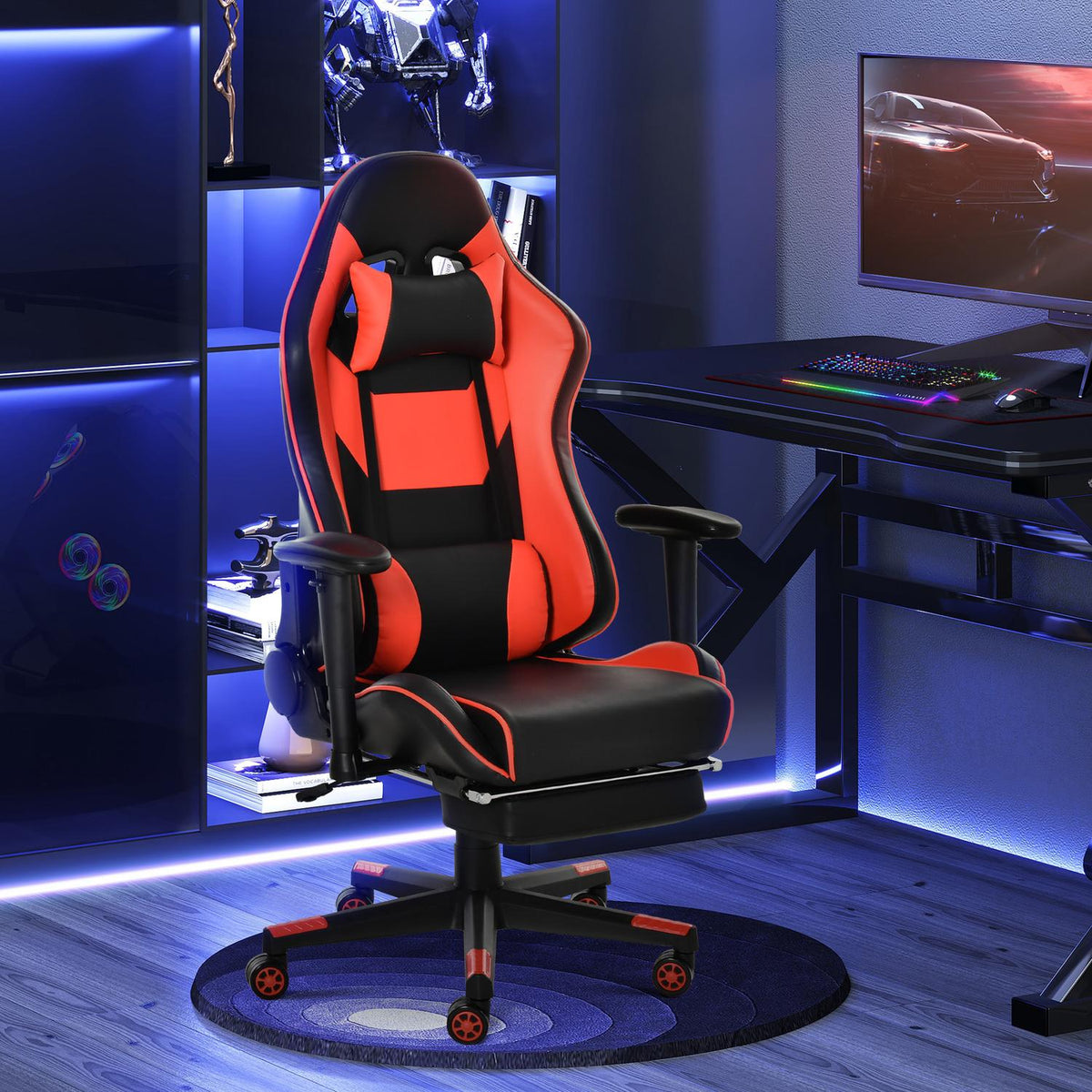 Gaming Chair, Office Chair, Desk Chair, With Footrest, Rocking & Reclining Function, Ergonomic, 72X121-130Cm
