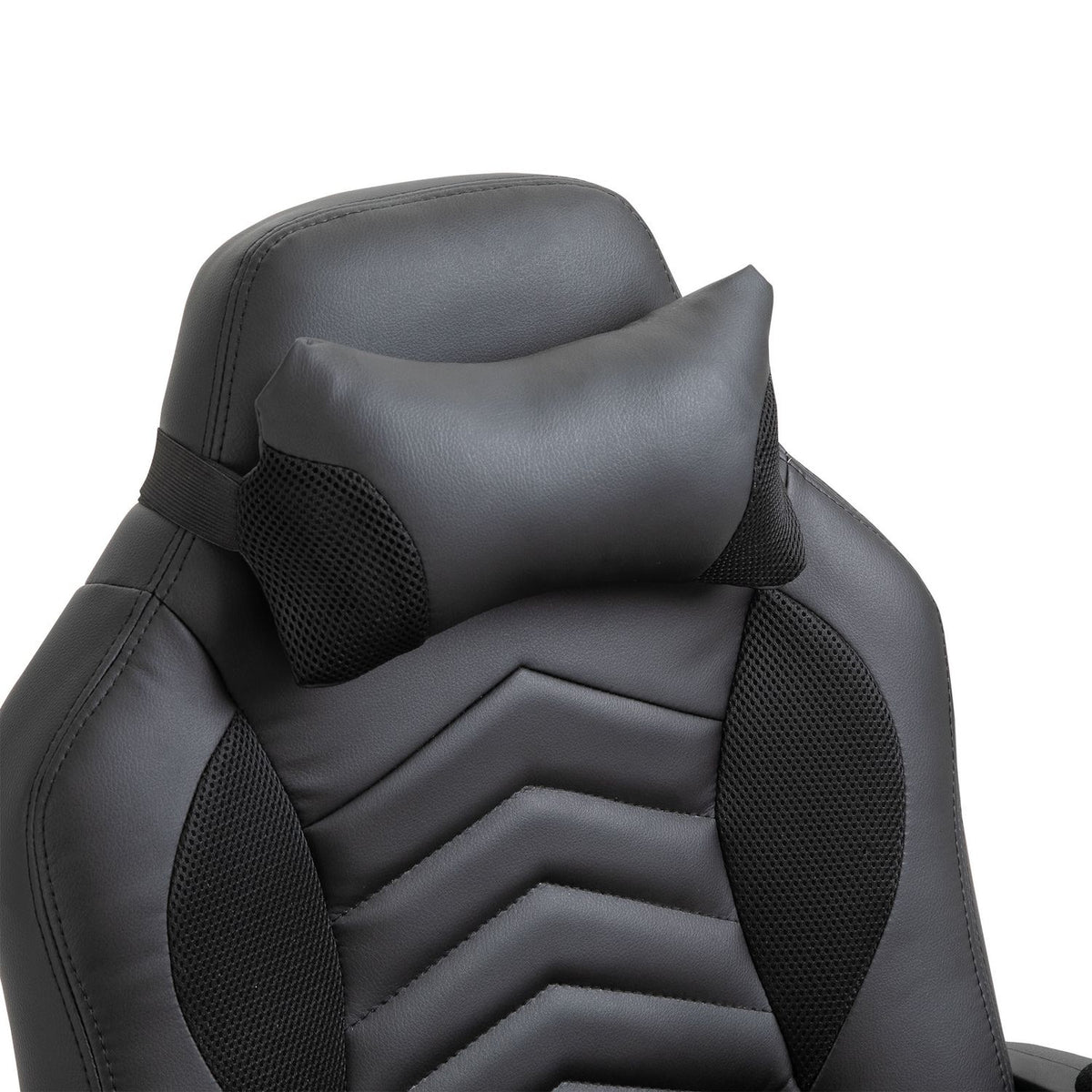 Gaming Chair Office Chair With Heat Function 6 Vibration Points Ergonomic Swivel Chair Massage Chair Faux Leather Black W68 X D69 X H (108-117) Cm