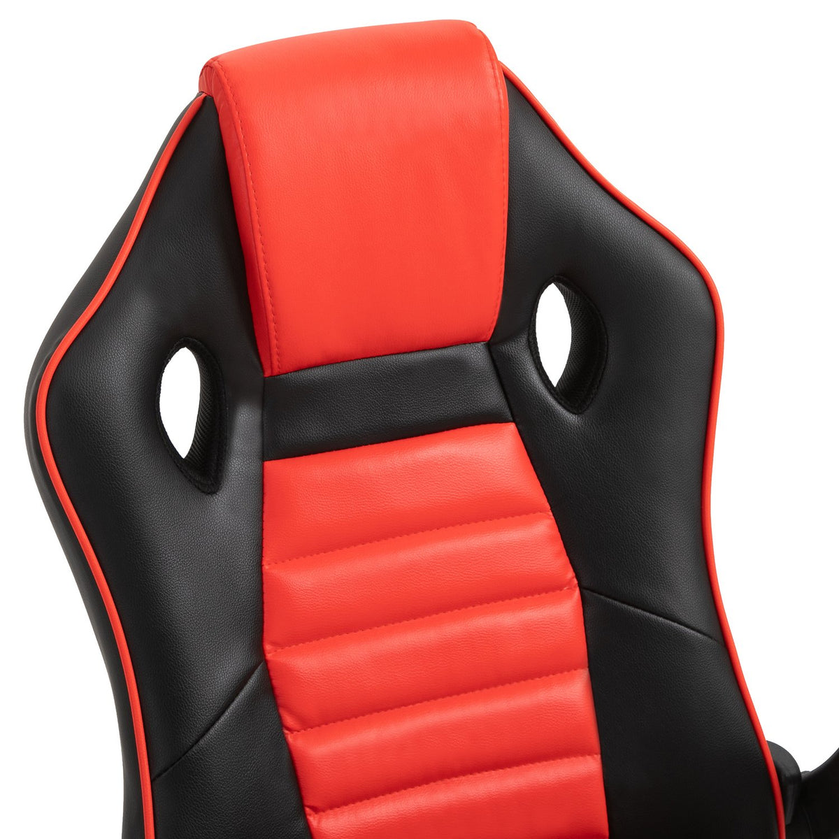 Gaming Chair With Rocker Function Racing Chair Ergonomic Office Chair Armrests Height Adjustable Faux Leather Red + Black 66.5 X 66 X 113-122 Cm