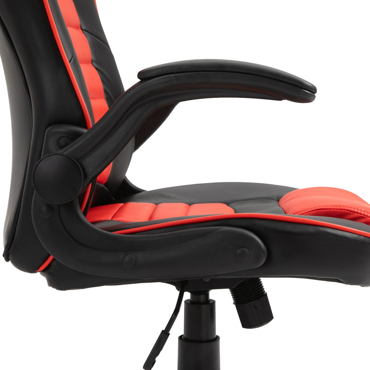 Gaming Chair With Rocker Function Racing Chair Ergonomic Office Chair Armrests Height Adjustable Faux Leather Red + Black 66.5 X 66 X 113-122 Cm