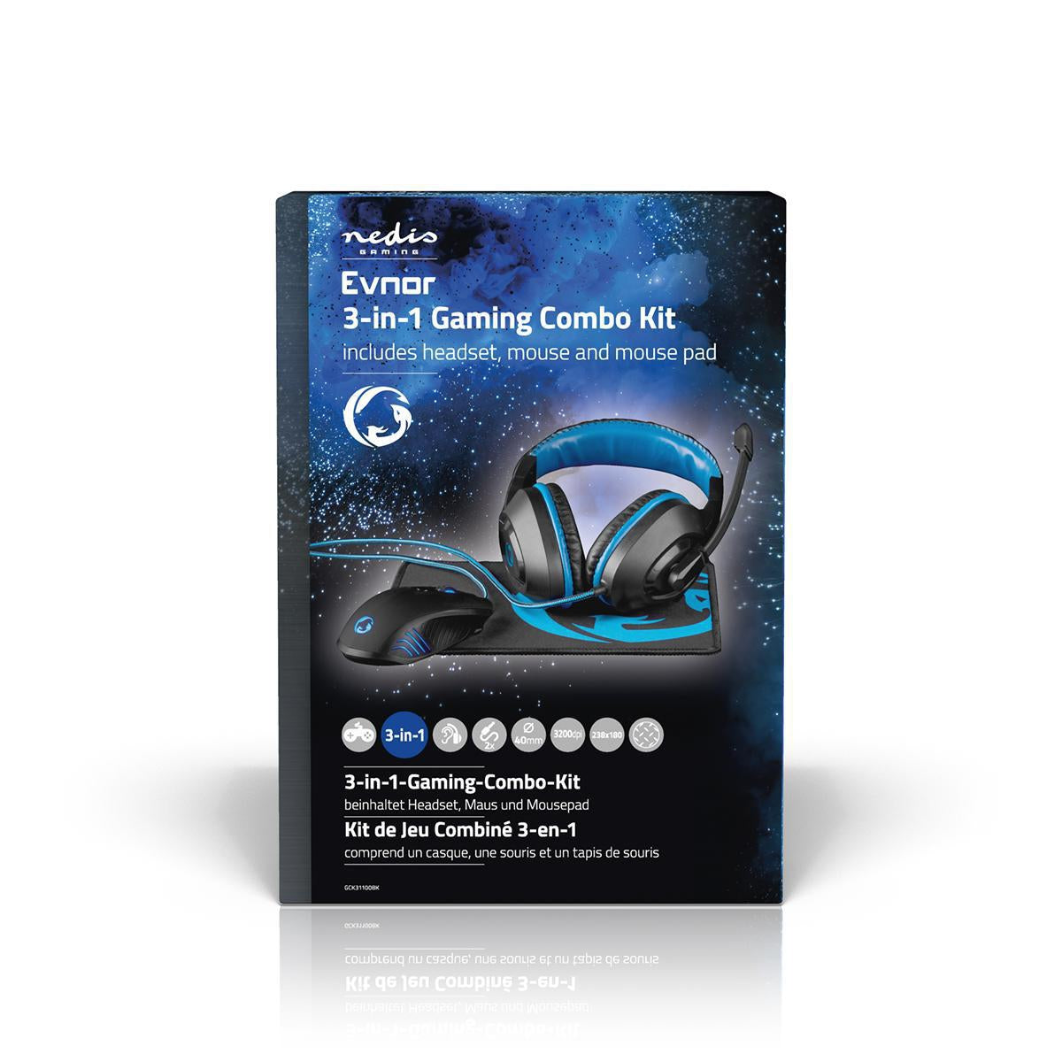 Gaming Combo Kit | 3-in-1 | Headset, mouse and mouse pad | Blue / Black