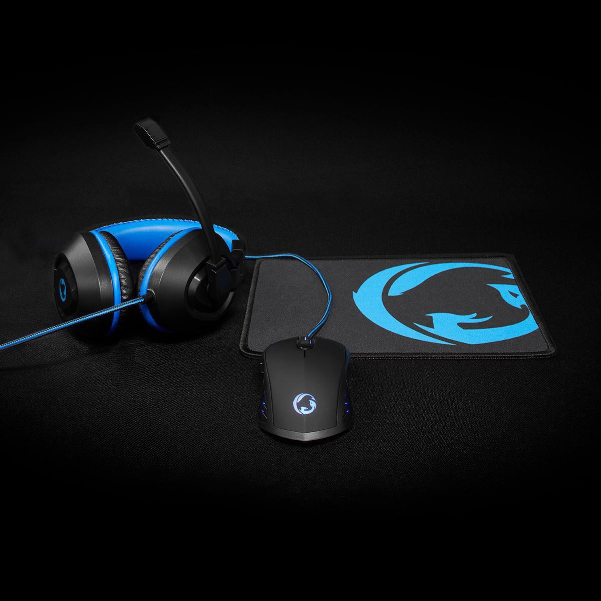 Gaming Combo Kit | 3-in-1 | Headset, mouse and mouse pad | Blue / Black