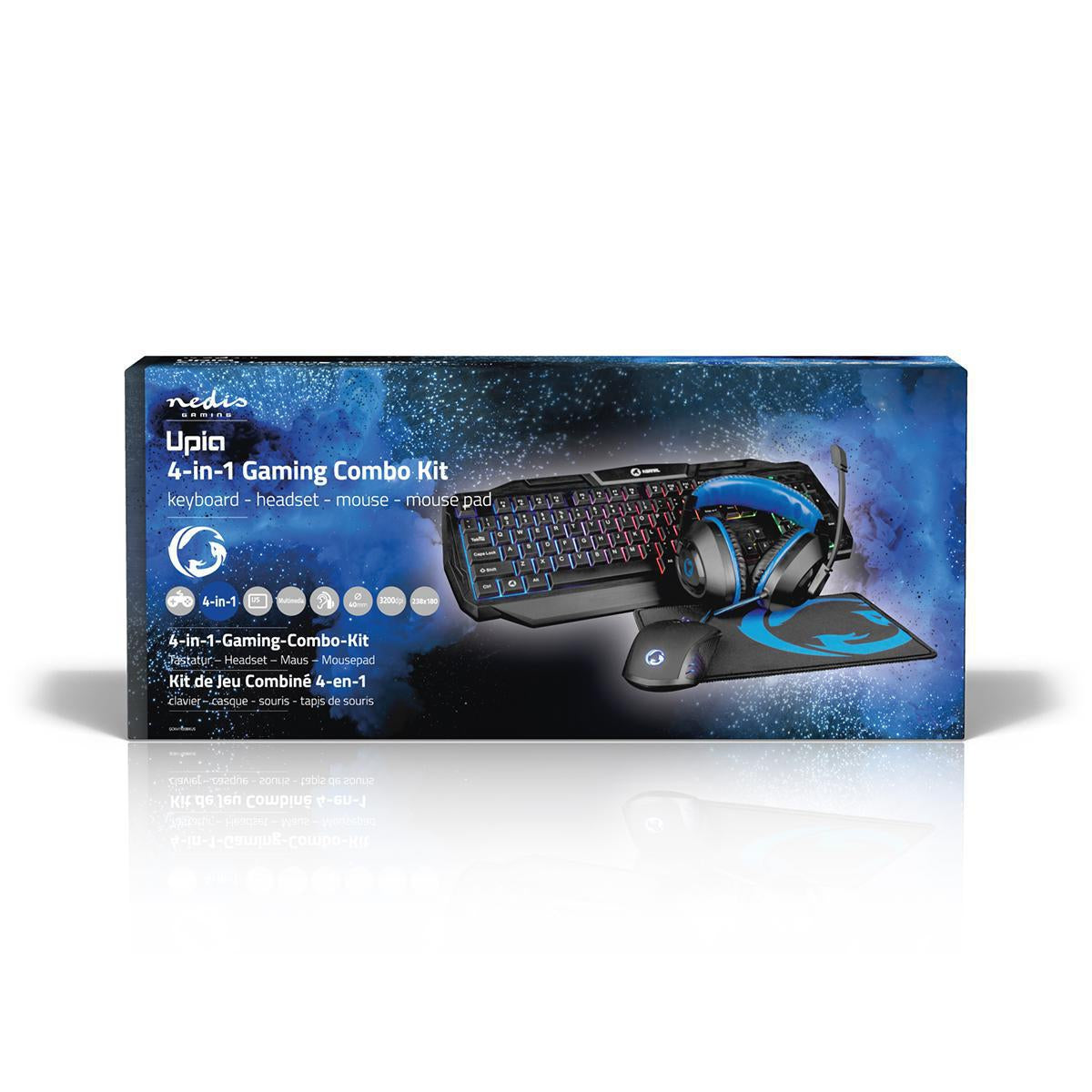 Gaming Combo Kit | 4-in-1 | Keyboard, headset, mouse and mouse pad | Blue / Black | QWERTY | US Layout