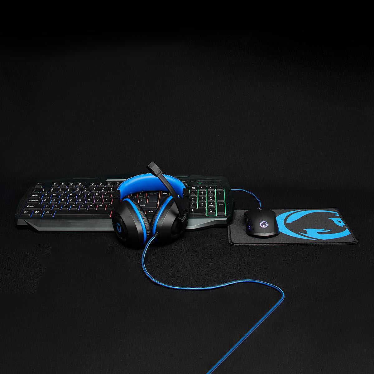 Gaming Combo Kit | 4-in-1 | Keyboard, headset, mouse and mouse pad | Blue / Black | QWERTY | US Layout