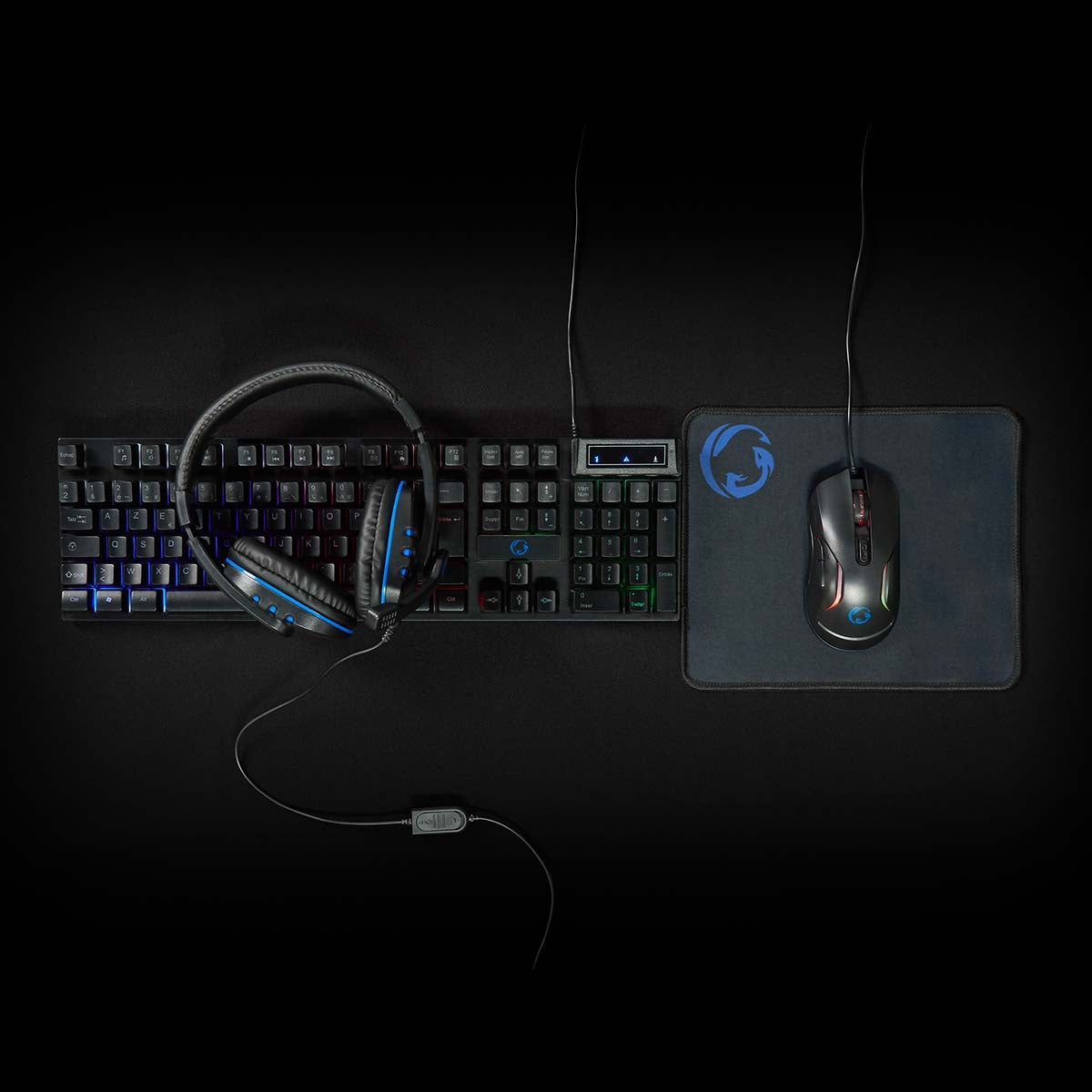 Gaming Combo Kit | 5-in-1 | Keyboard, headset, mouse and mouse pad | Black | AZERTY | FR Layout