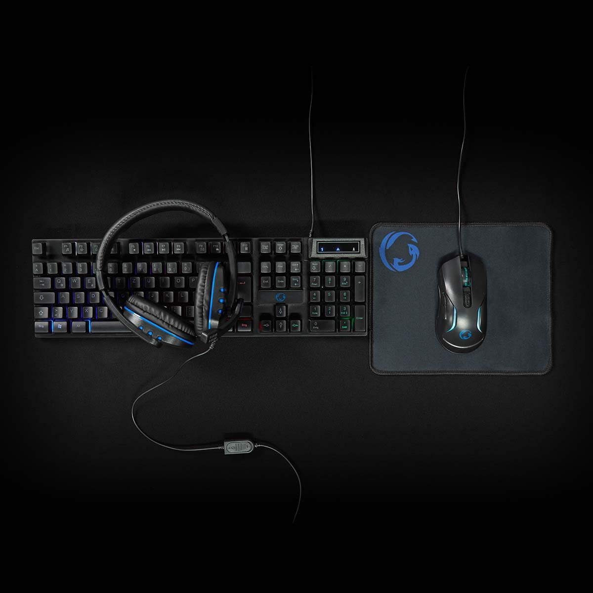 Gaming Combo Kit | 5-in-1 | Keyboard, headset, mouse and mouse pad | Black | QWERTY | DE Layout